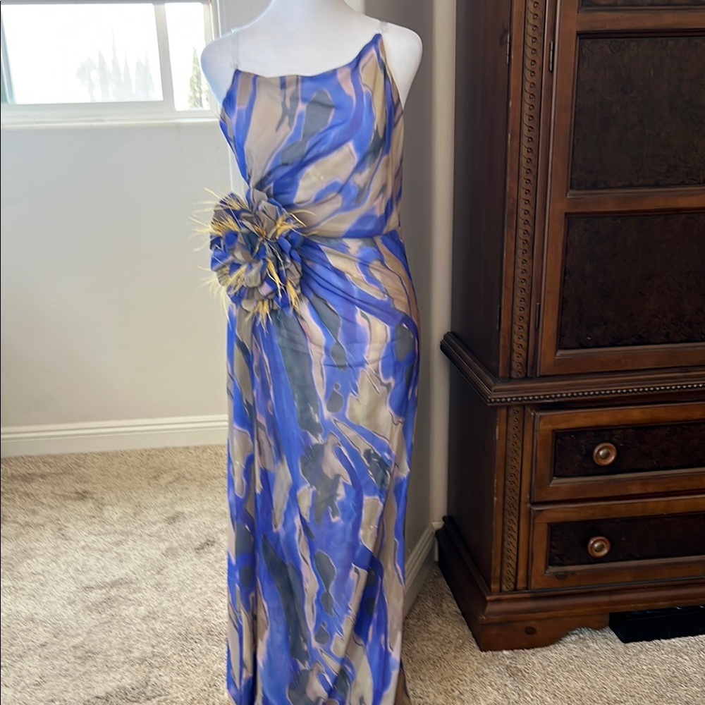 Elegant Blue and Beige Women's Dress